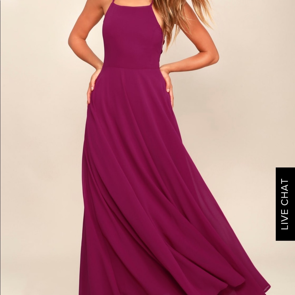 Lulus Strappy Magenta Maxi Dress